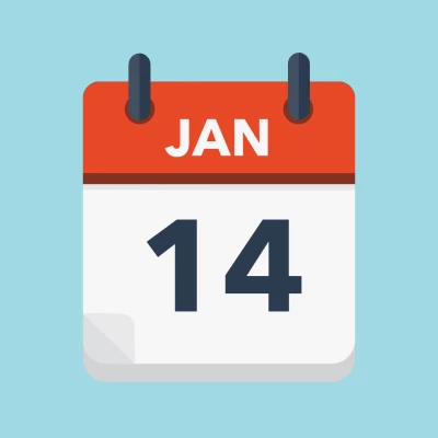 Calendar icon showing 14th January